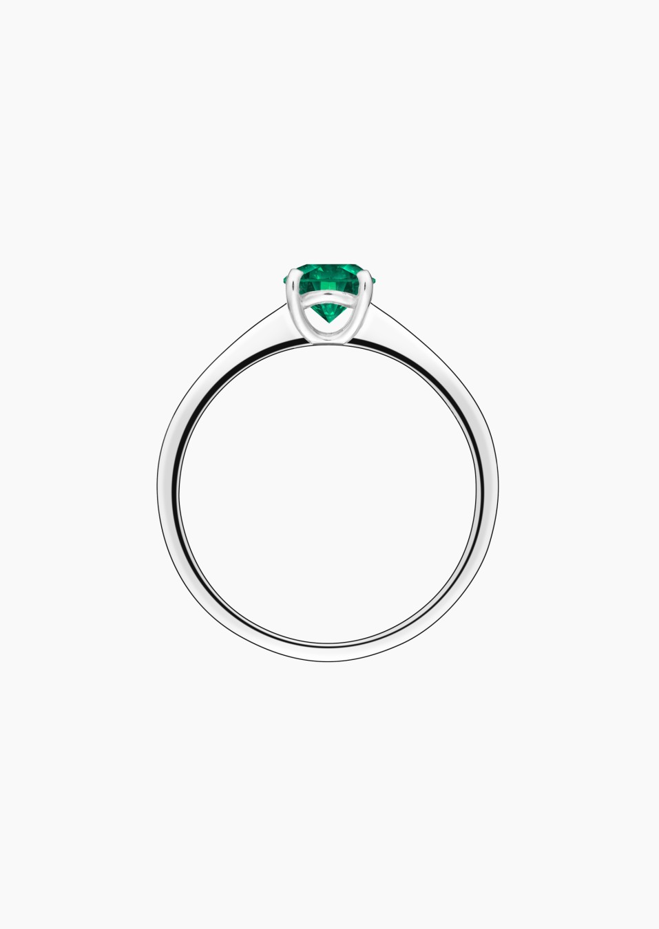 Foudre solitaire ring in white gold with emerald – Jewel by Maison Lepage, jeweler and designer since 1922.