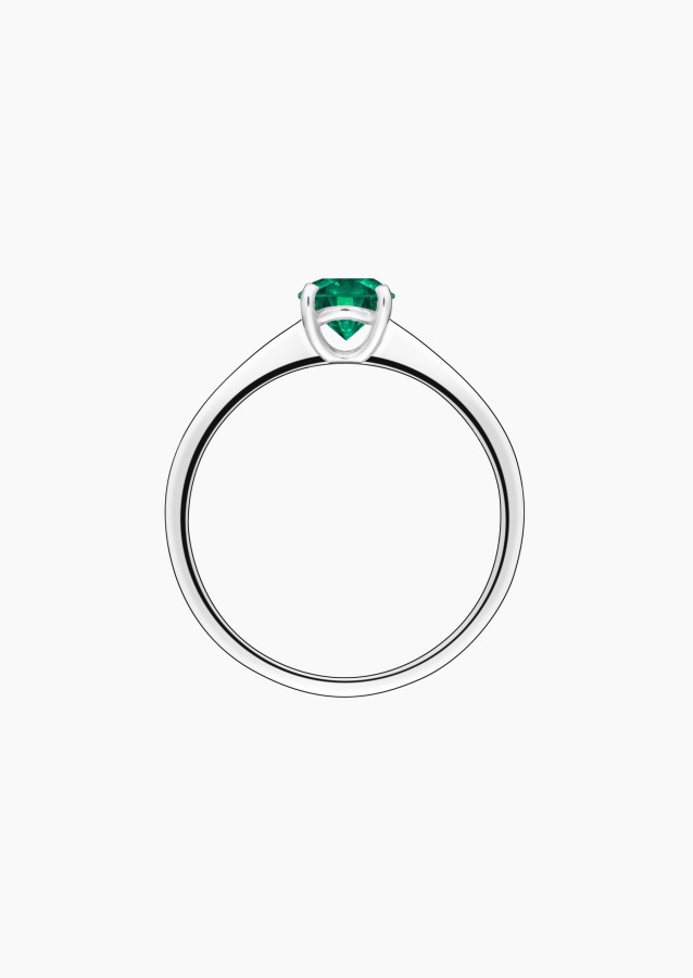 Foudre solitaire ring in white gold with emerald – Jewel by Maison Lepage, jeweler and designer since 1922.