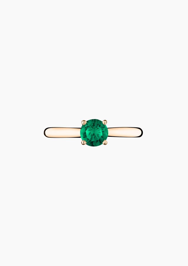 Foudre solitaire ring in rose gold with emerald – Jewel by Maison Lepage, jeweler and designer since 1922.