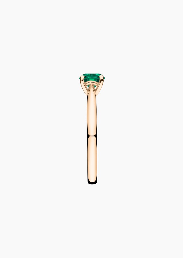 Foudre solitaire ring in rose gold with emerald – Jewel by Maison Lepage, jeweler and designer since 1922.
