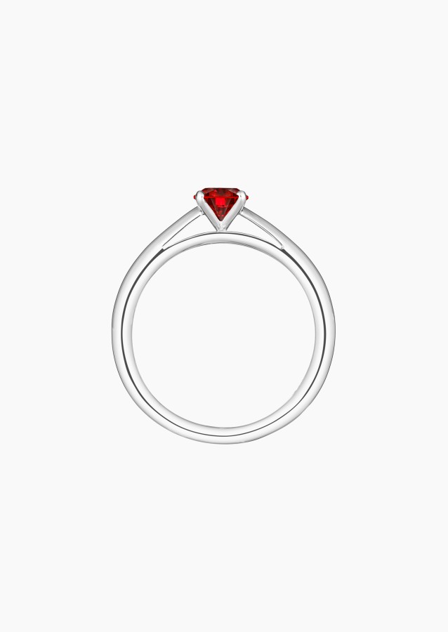 Promesse solitaire ring in white gold with ruby – Jewel by Maison Lepage, jeweler and designer since 1922.