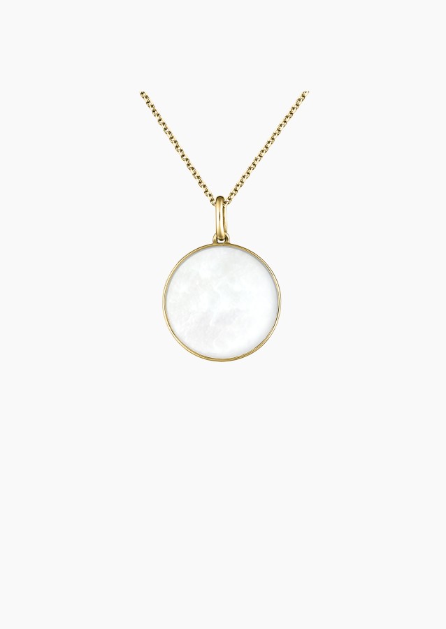 Colette Lune 15 mm medal in yellow gold with white mother-of-pearl – Maison Lepage, French jeweler and designer since 1922.