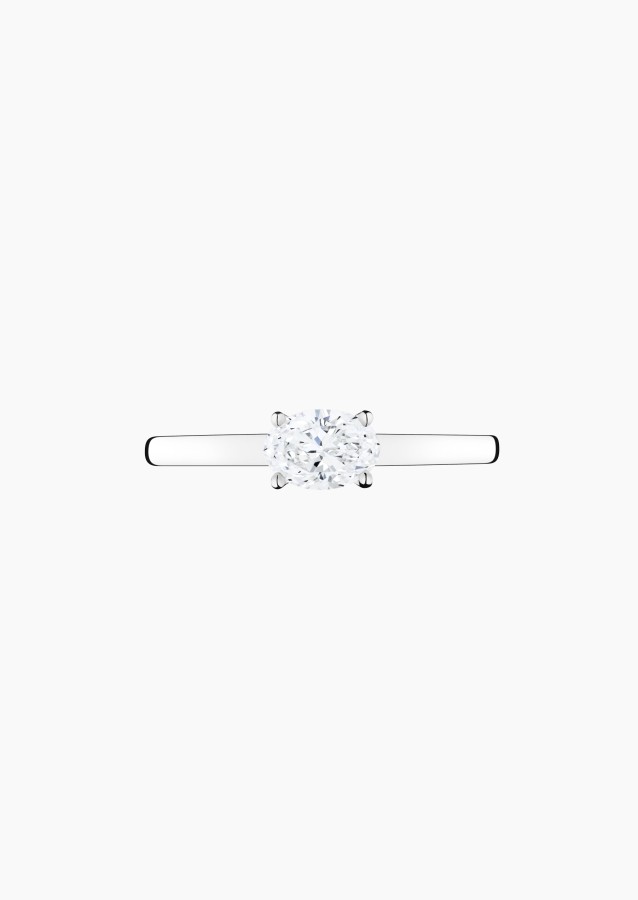 Émotion solitaire ring, engagement ring in 18k white gold with oval diamond – Maison Lepage, French jeweler and designer since 1