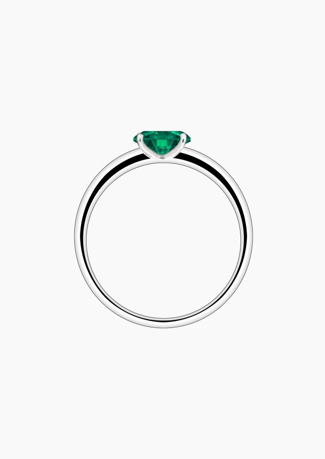 Émotion solitaire ring in 18k white gold with oval emerald – Jewel by Maison Lepage, French jeweler and designer since 1922.