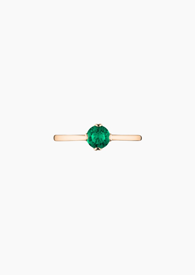 Idylle solitaire ring in rose gold with emerald – Jewel by Maison Lepage, jeweler and designer since 1922.