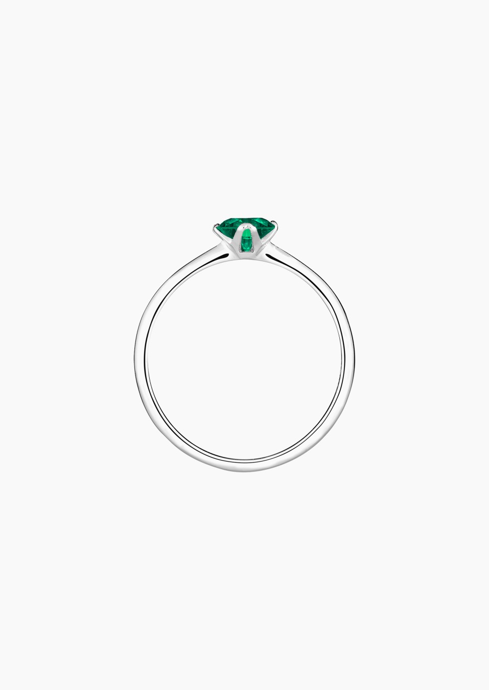 Idylle solitaire ring in white gold with emerald – Jewel by Maison Lepage, jeweler and designer since 1922.