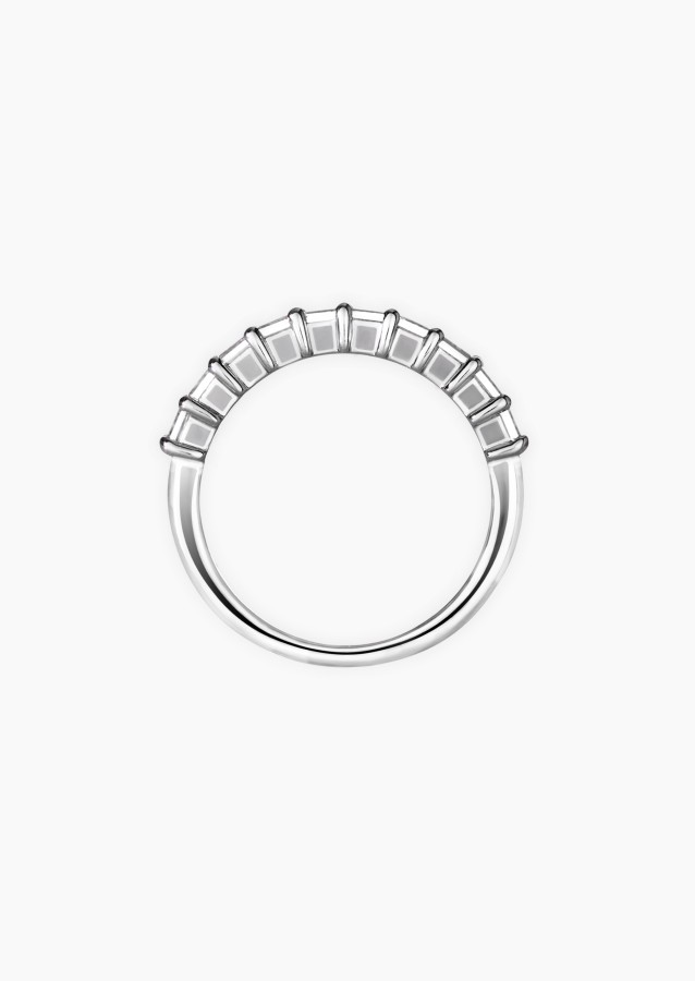 Alliance femme Malicieuse en or blanc et diamants taille princesse - Maison Lepage joaillier créateur français 1922