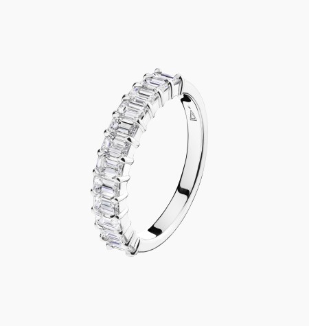 Audacieuse wedding ring in white gold and emerald cut diamonds - Maison Lepage french jeweller since 1922