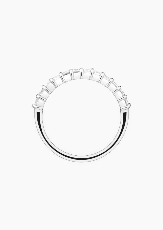 Audacieuse wedding ring in white gold and emerald cut diamonds - Maison Lepage french jeweller since 1922