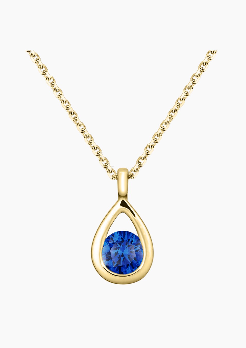 Clyde necklace in yellow gold with blue sapphire – Maison Lepage, French jeweler and designer since 1922.