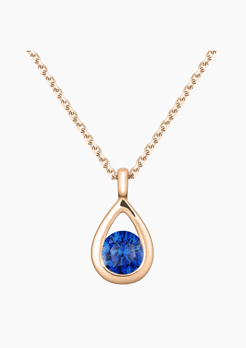 Clyde necklace in rose gold with blue sapphire – Maison Lepage, French jeweler and designer since 1922.