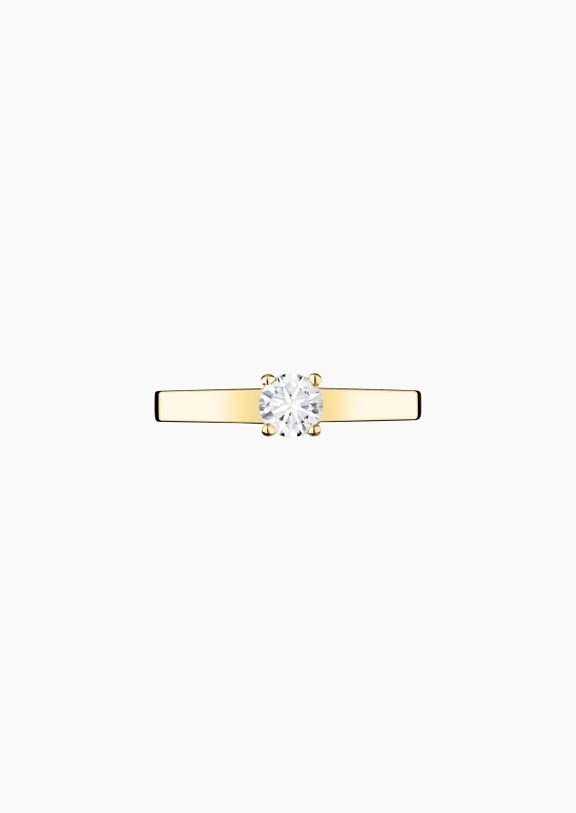 Solitaire Jackie, bague de fiançailles en or jaune 750 et diamant brillant - Maison Lepage joaillier créateur français 1922
