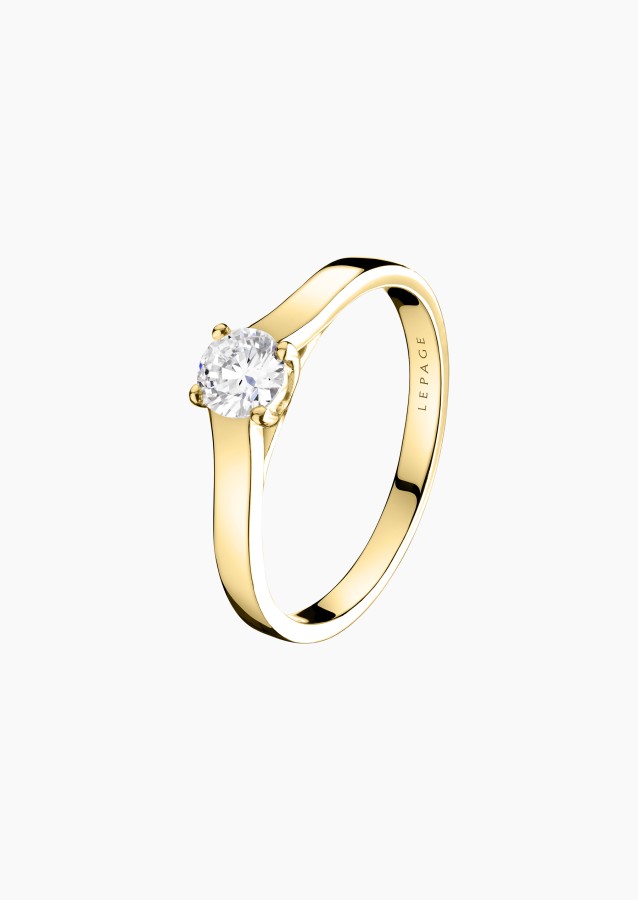 Solitaire Jackie, bague de fiançailles en or jaune 750 et diamant brillant - Maison Lepage joaillier créateur français 1922