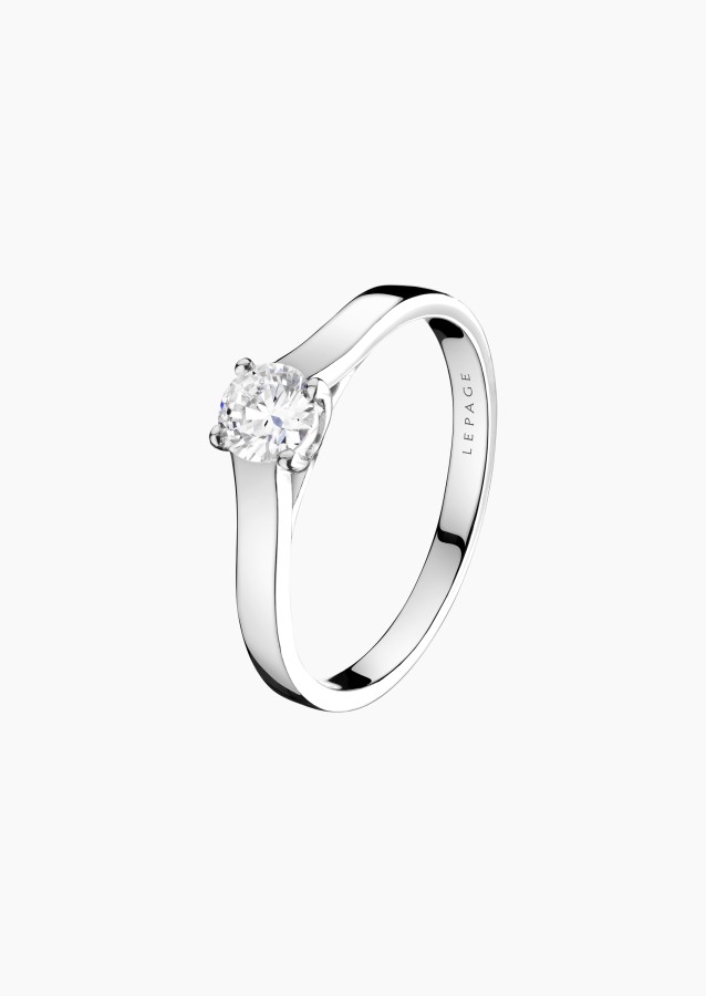 Jackie solitaire ring, engagement ring in 18k white gold with brilliant-cut diamond – Maison Lepage, French jeweler and designer