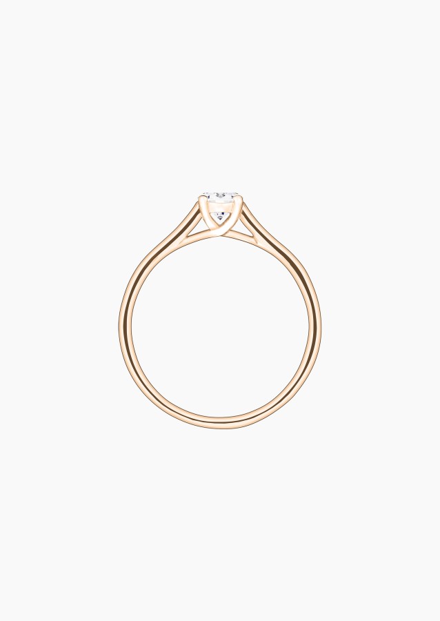 Solitaire Jackie, bague de fiançailles en or rose 750 et diamant brillant - Maison Lepage joaillier créateur français 1922