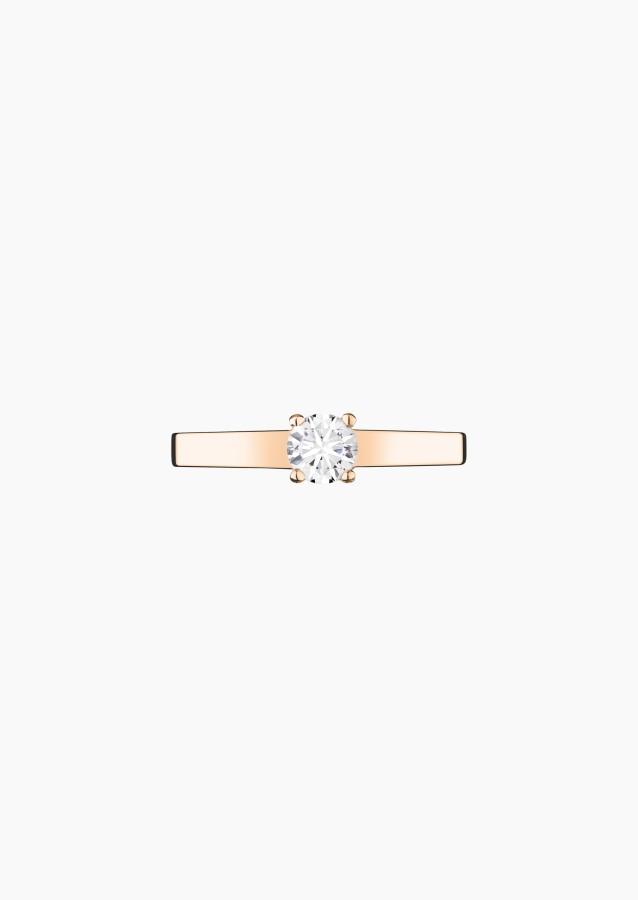 Solitaire Jackie, bague de fiançailles en or rose 750 et diamant brillant - Maison Lepage joaillier créateur français 1922