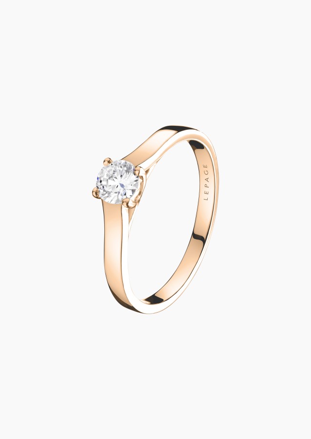 Solitaire Jackie, bague de fiançailles en or rose 750 et diamant brillant - Maison Lepage joaillier créateur français 1922