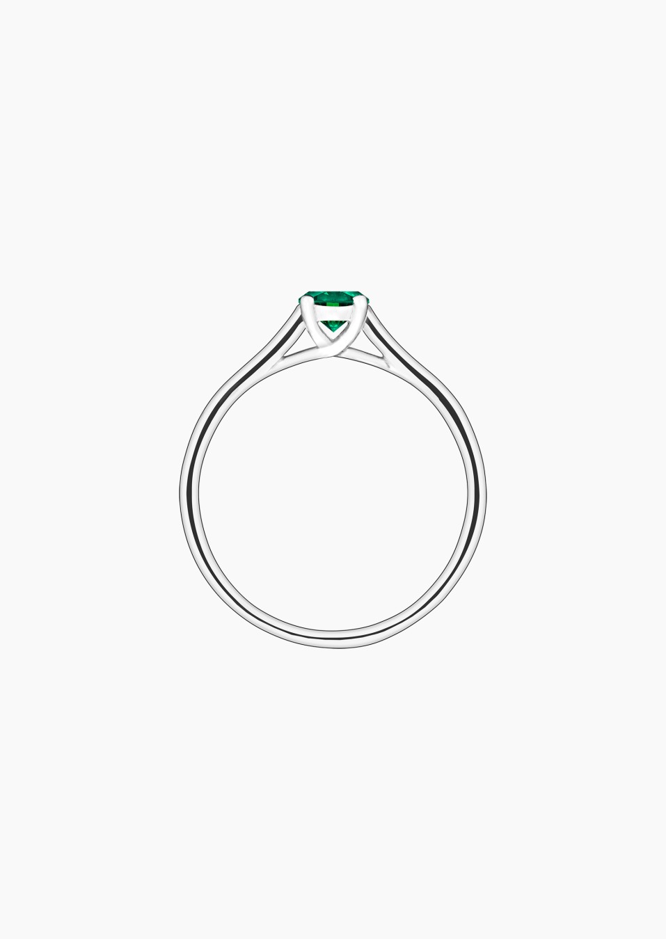 Jackie solitaire ring in white gold with emerald – Jewel by Maison Lepage, jeweler and designer since 1922.