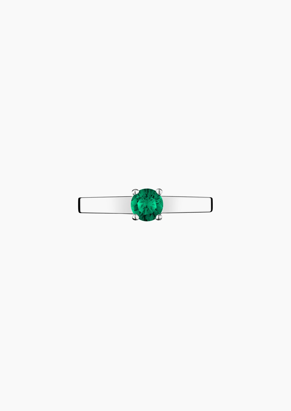 Jackie solitaire ring in white gold with emerald – Jewel by Maison Lepage, jeweler and designer since 1922.