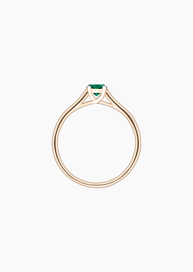 Jackie solitaire ring in rose gold with emerald – Jewel by Maison Lepage, jeweler and designer since 1922.