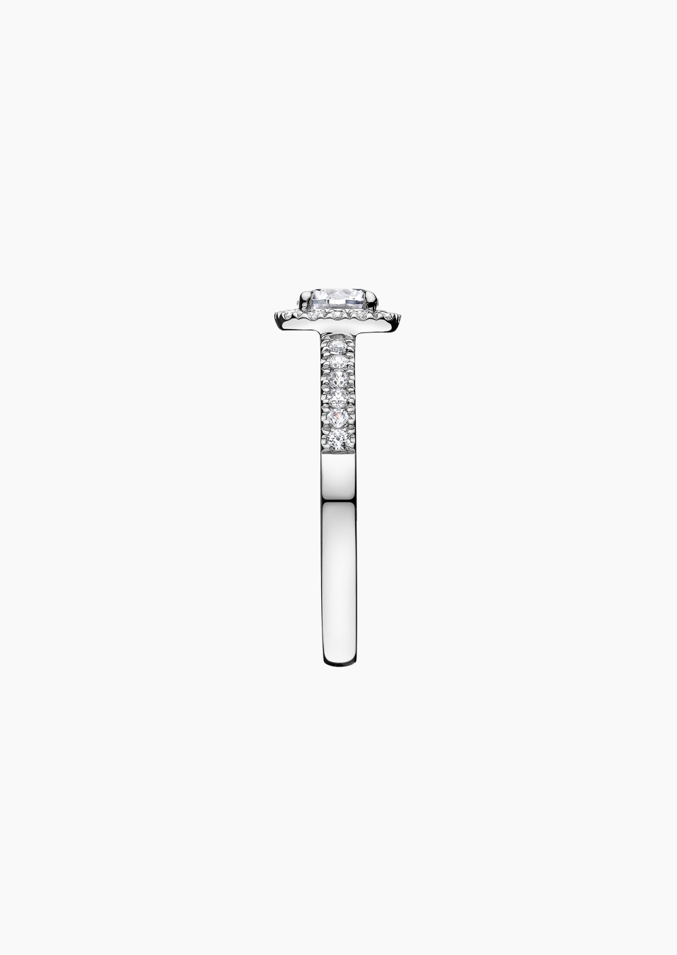 Solitaire Madame Rose, bague de fiançailles en or blanc 750 et diamants - Maison Lepage joaillier créateur français 1922