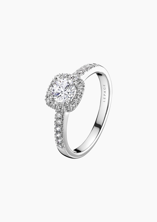 Madame Rose solitaire ring, engagement ring in 18k white gold and diamonds – Maison Lepage, French jeweler and designer since 19