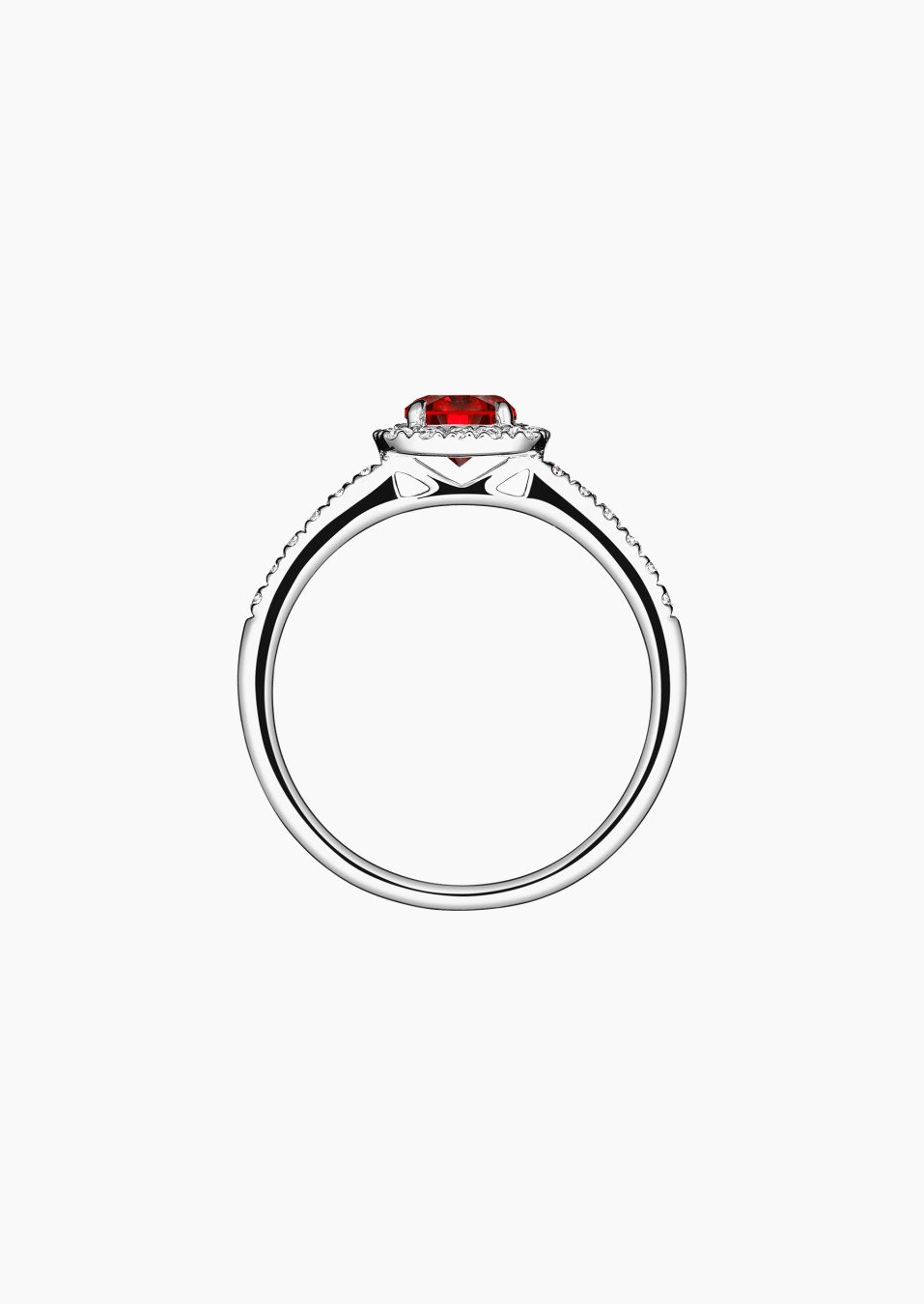 Madame Rose solitaire ring in white gold with ruby and diamonds – Maison Lepage, French jeweler and designer since 1922.