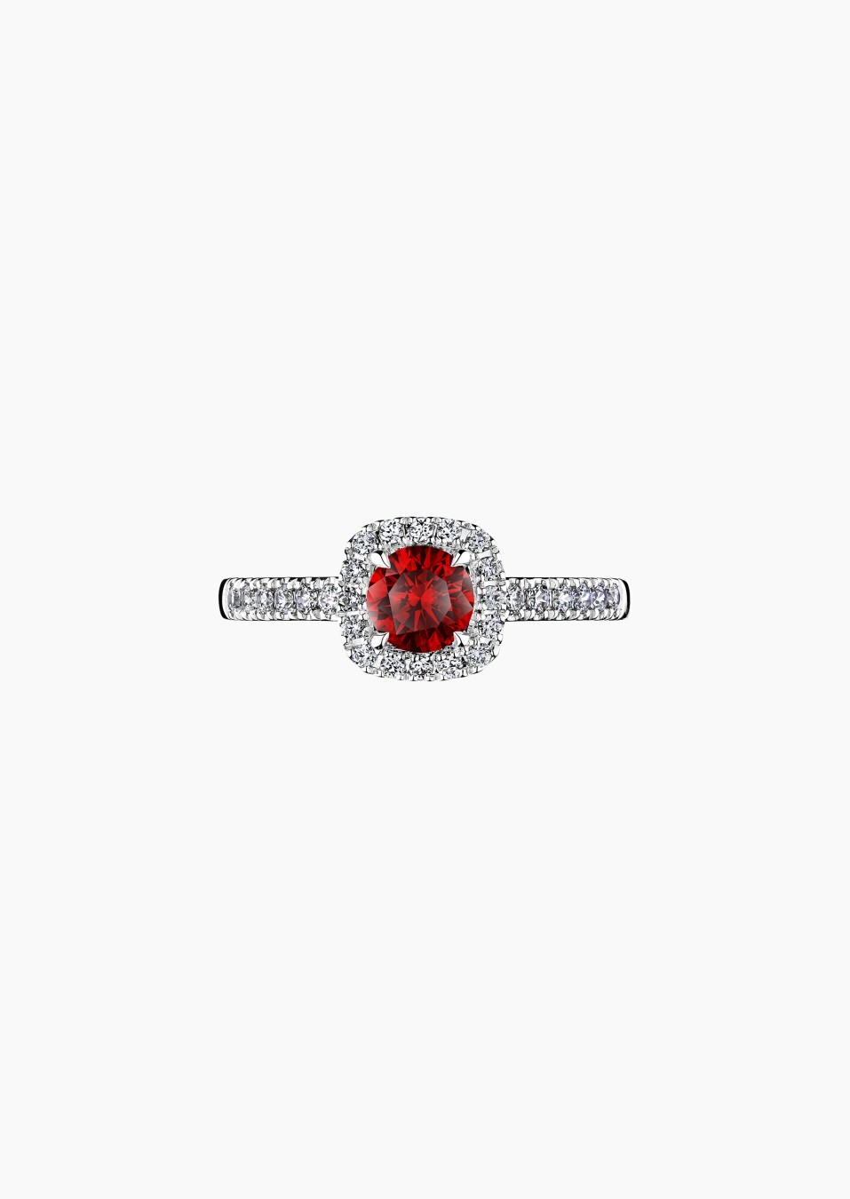 Madame Rose solitaire ring in white gold with ruby and diamonds – Maison Lepage, French jeweler and designer since 1922.