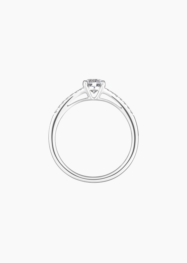 Première Dame solitaire ring, engagement ring in 18k white gold and diamonds – Maison Lepage, French jeweler and designer since 