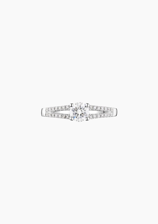 Première Dame solitaire ring, engagement ring in 18k white gold and diamonds – Maison Lepage, French jeweler and designer since 