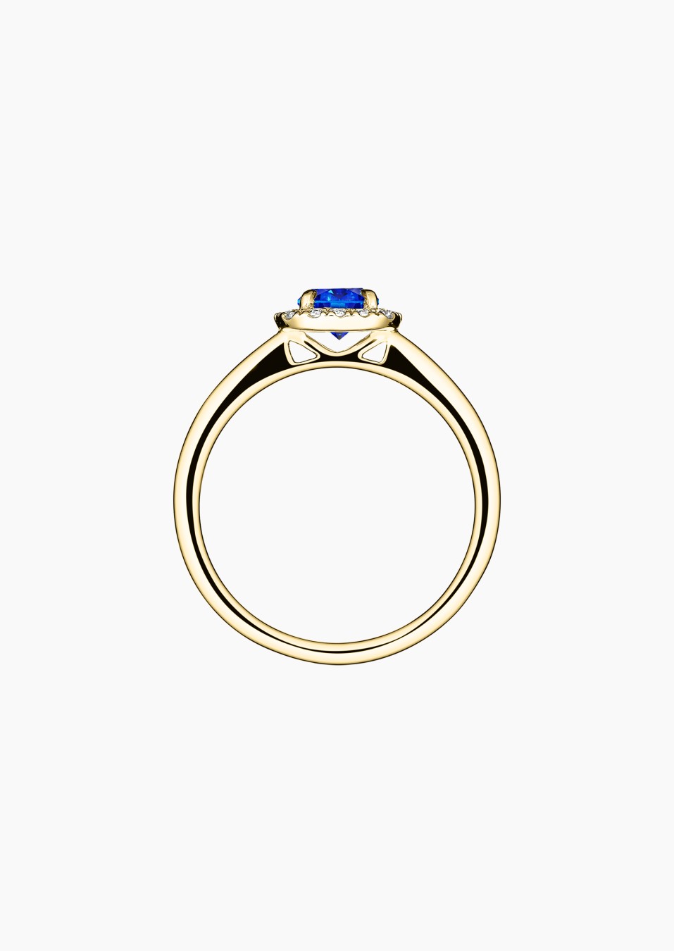 Jolie-Rose solitaire ring in yellow gold with blue sapphire and diamonds – Maison Lepage, French jeweler and designer since 1922