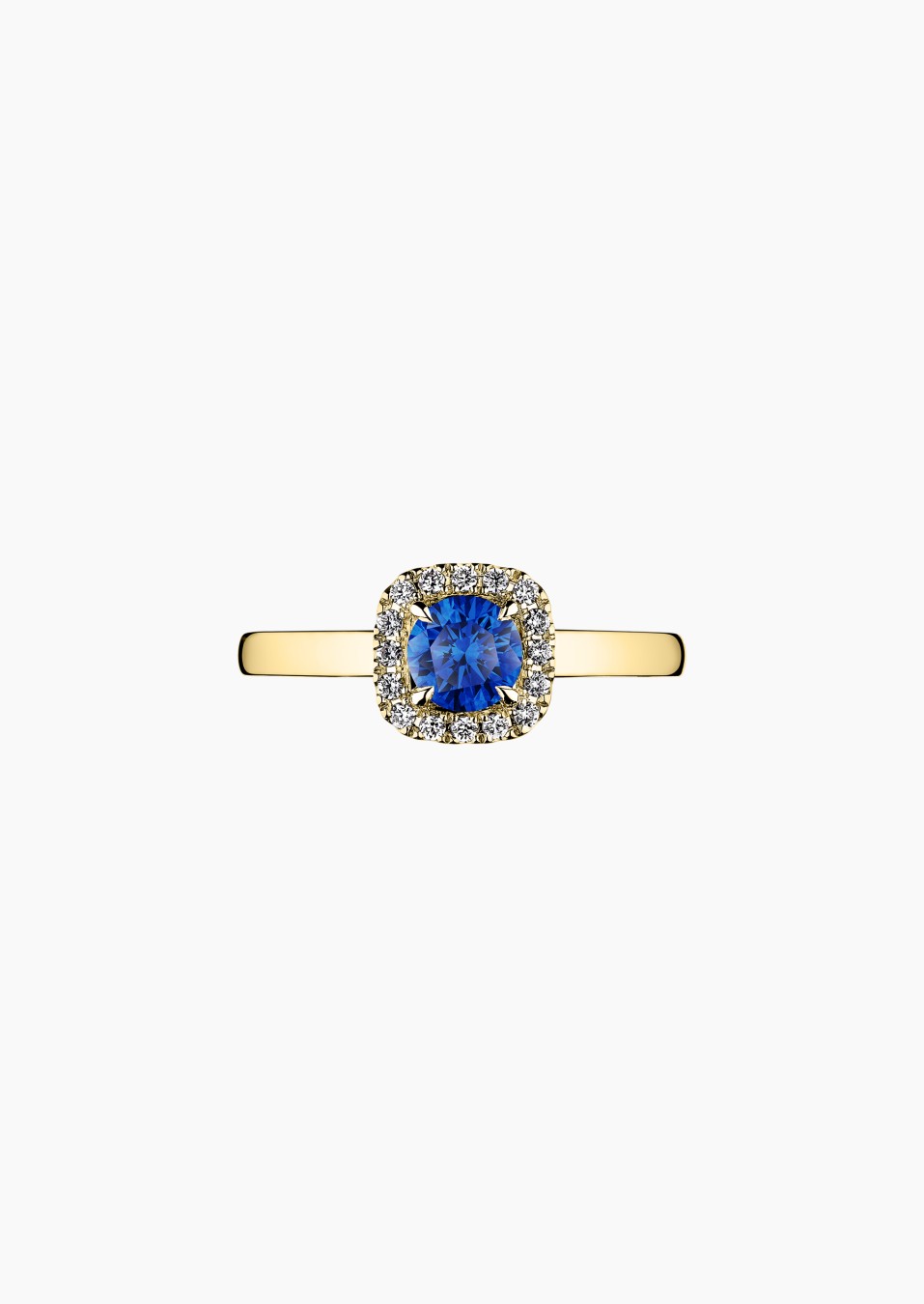 Jolie-Rose solitaire ring in yellow gold with blue sapphire and diamonds – Maison Lepage, French jeweler and designer since 1922