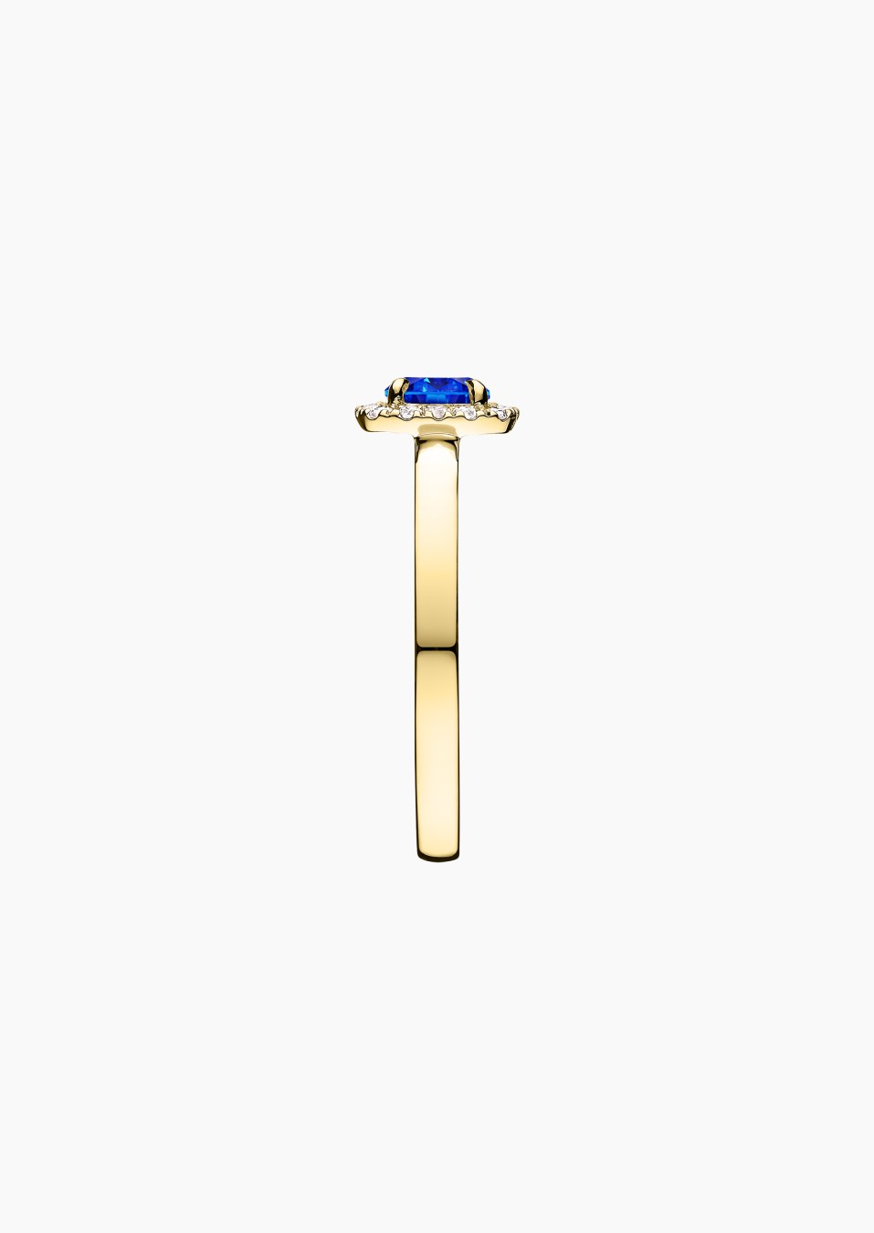 Jolie-Rose solitaire ring in yellow gold with blue sapphire and diamonds – Maison Lepage, French jeweler and designer since 1922