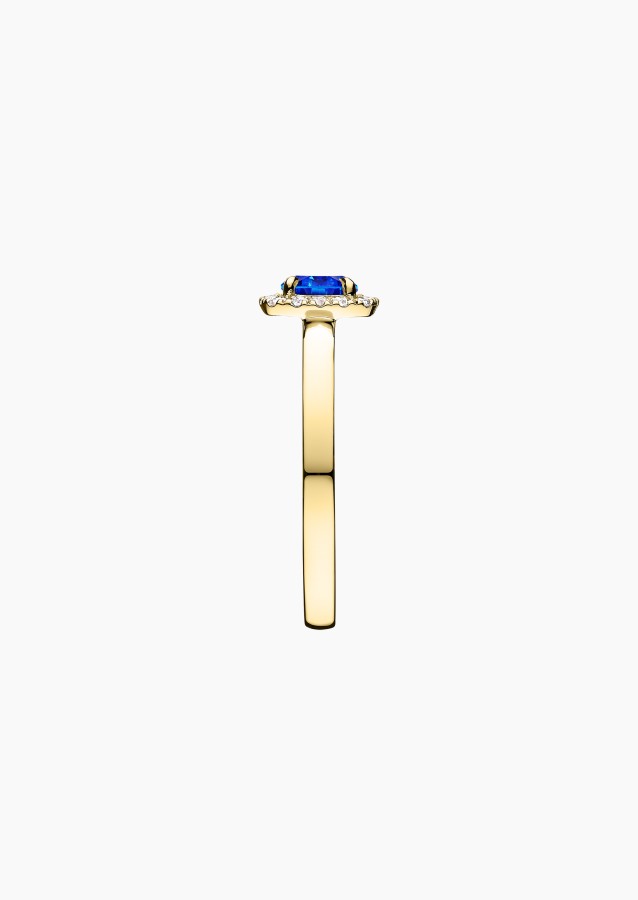 Jolie-Rose solitaire ring in yellow gold with blue sapphire and diamonds – Maison Lepage, French jeweler and designer since 1922
