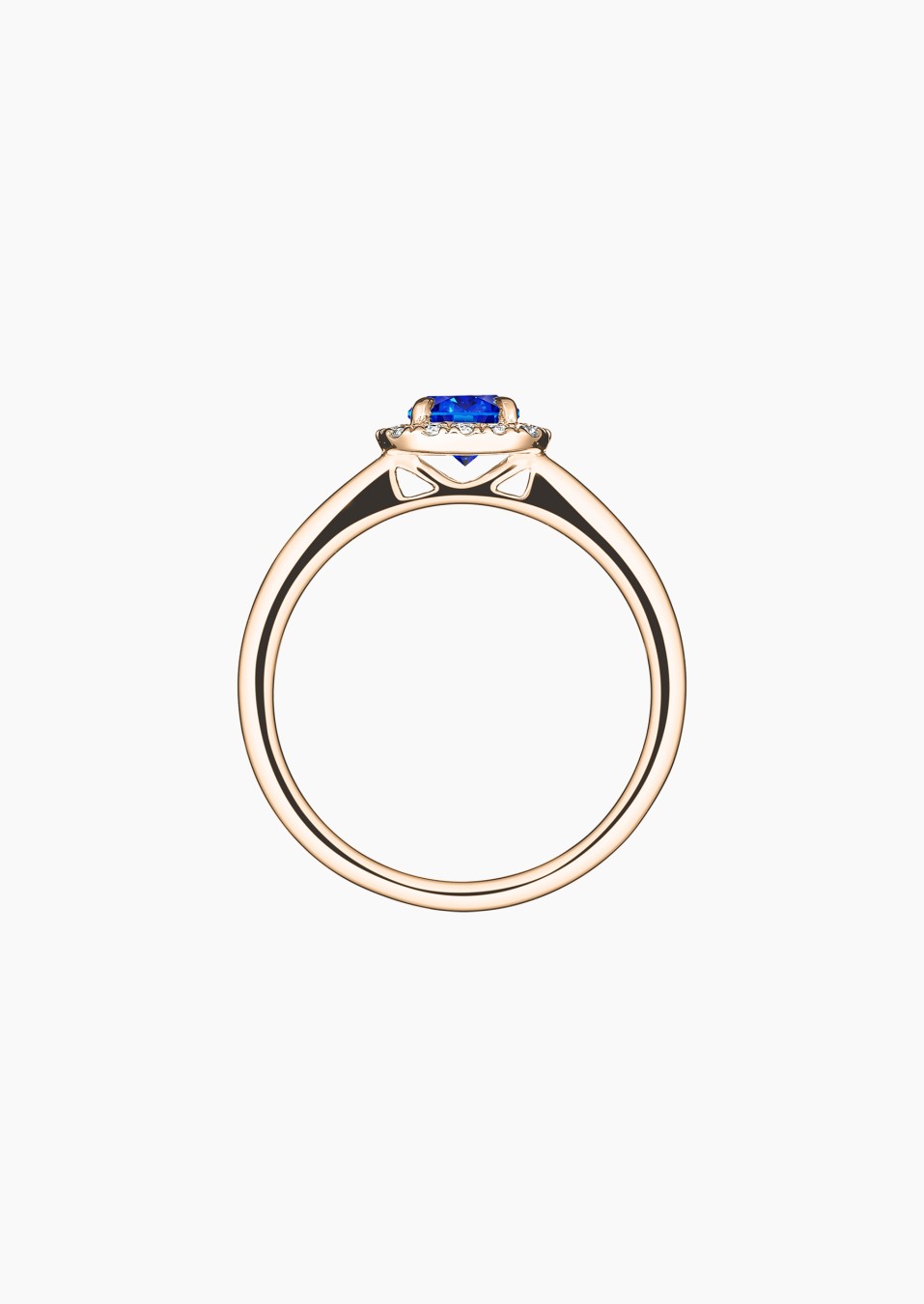 Jolie-Rose solitaire ring in rose gold with blue sapphire and diamonds – Maison Lepage, French jeweler and designer since 1922.