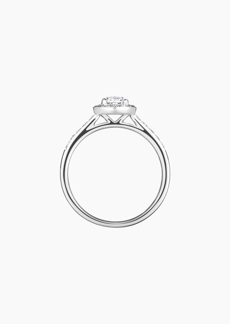 Coquette solitaire ring, engagement ring in 18k white gold and diamonds – Maison Lepage, French jeweler and designer since 1922.