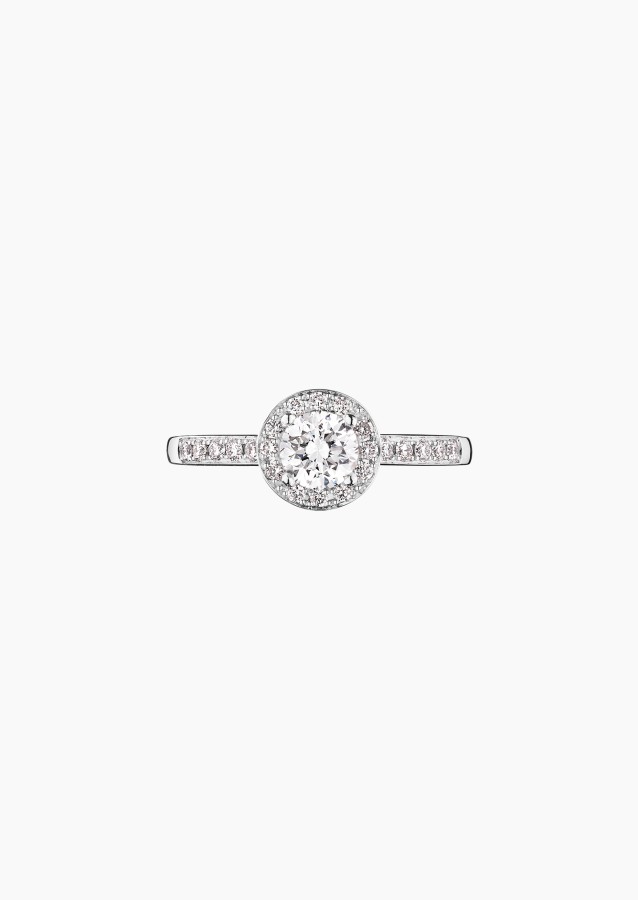 Coquette solitaire ring, engagement ring in 18k white gold and diamonds – Maison Lepage, French jeweler and designer since 1922.