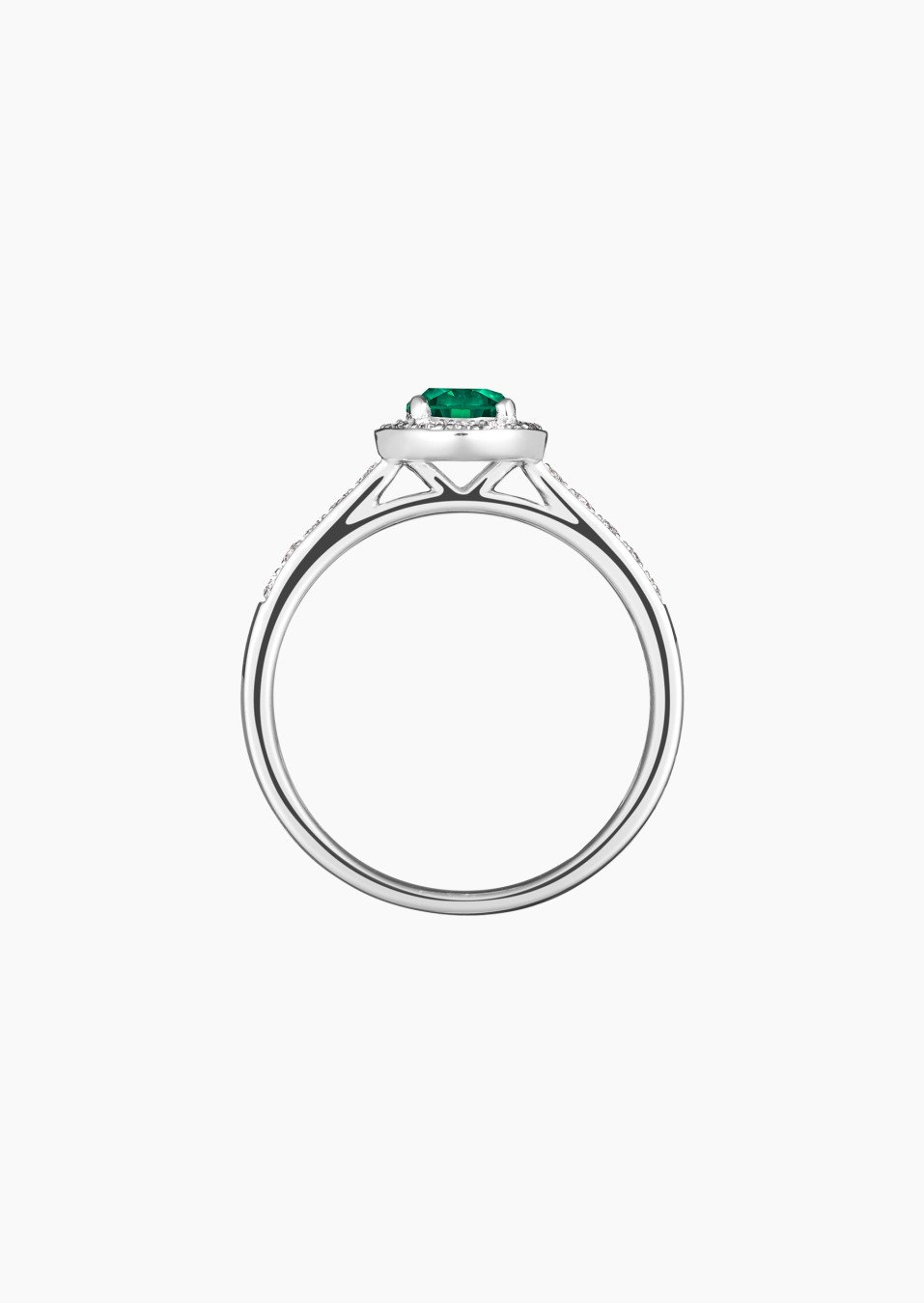 Coquette solitaire ring in white gold with emerald and diamonds – Jewel by Maison Lepage, jeweler and designer since 1922.