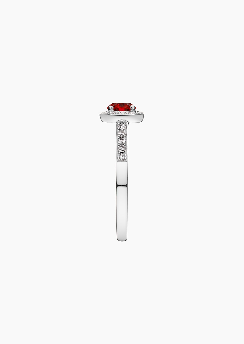 Coquette solitaire in gold, ruby and diamonds / Lepage