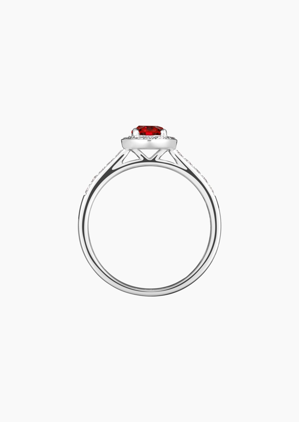 Coquette solitaire in gold, ruby and diamonds / Lepage