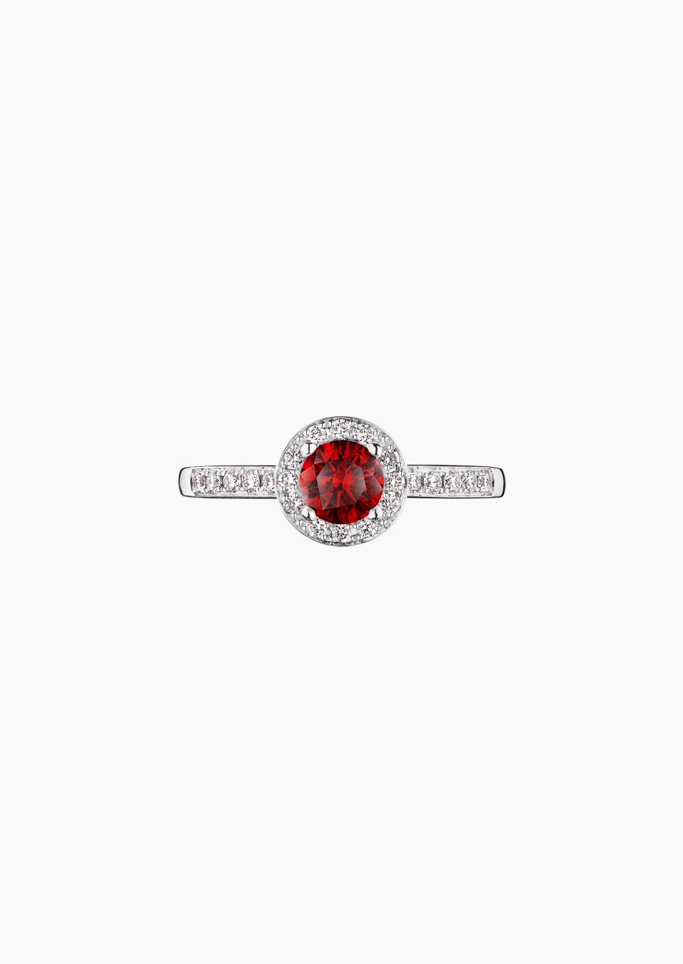Coquette solitaire in gold, ruby and diamonds / Lepage