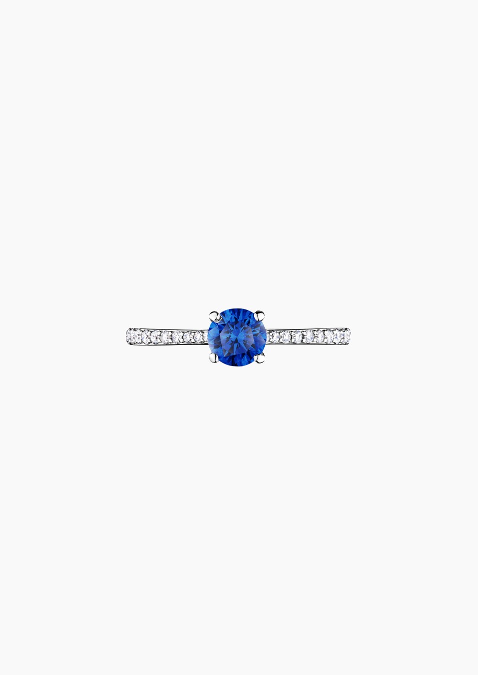 Demoiselle solitaire ring, engagement ring in 18k white gold with blue sapphire and diamonds – Maison Lepage, French jeweler and