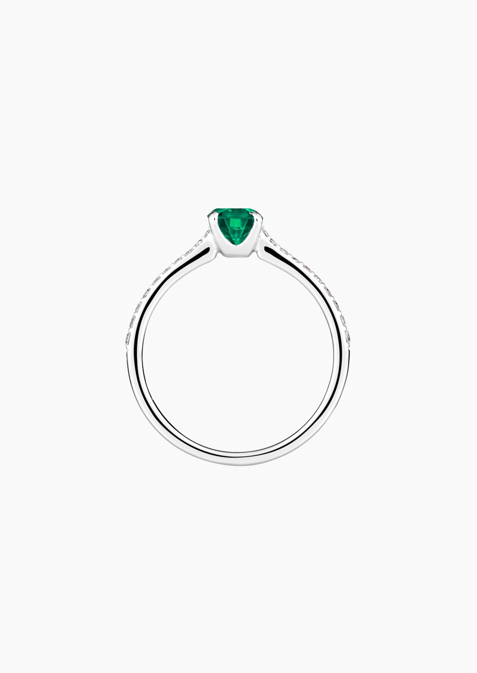 Demoiselle solitaire ring in white gold with emerald and diamonds – Jewel by Maison Lepage, jeweler and designer since 1922.