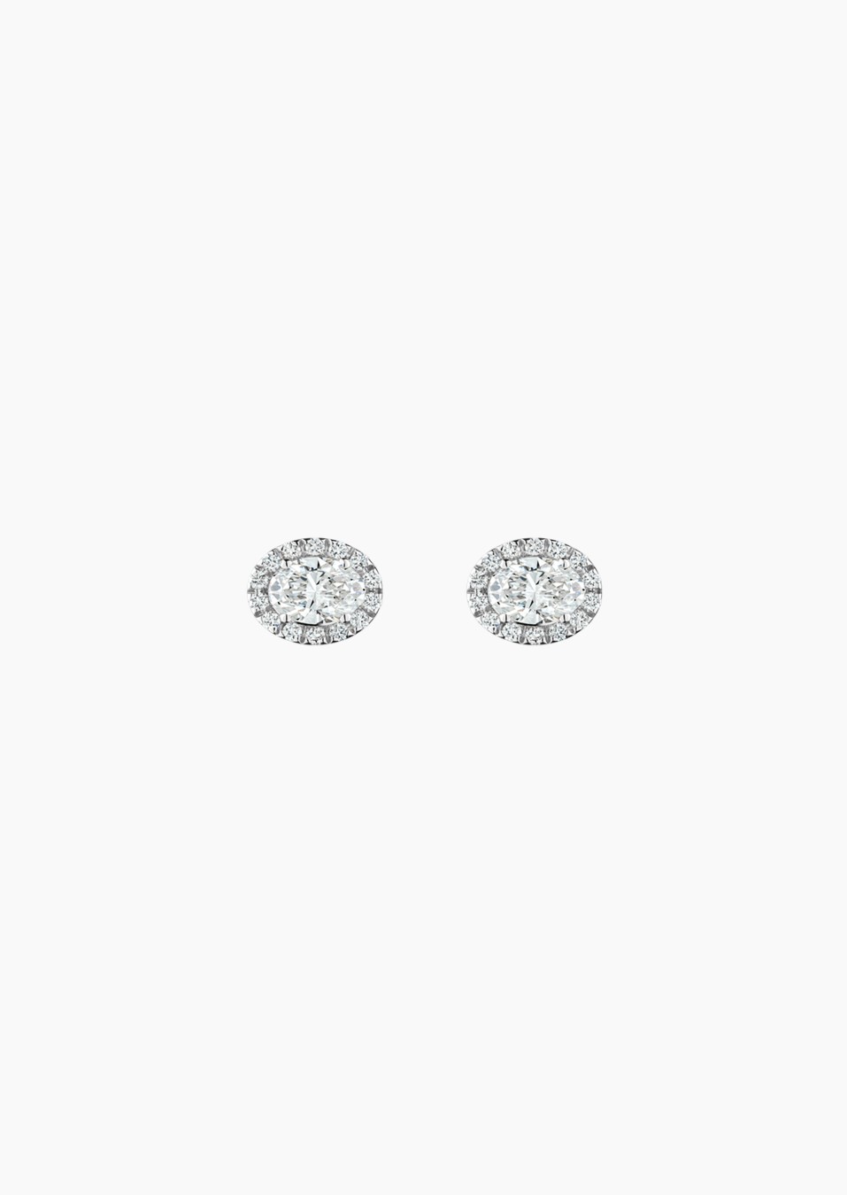 Eléanor earrings in white gold with 6x4 mm oval diamonds and brilliant-cut diamonds – Maison Lepage, French jeweler and designer
