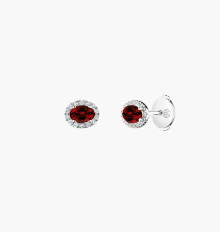 
                                                                                            Eléanor earrings in white gold with 5x4 mm oval rubies and brilliant-cut diamonds – Maison Lepage, French jeweler and designer.
                                                                                    