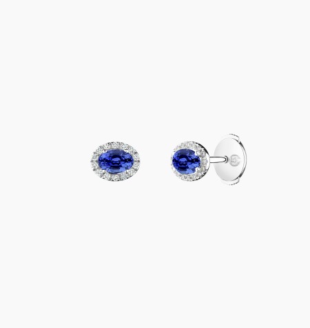 
                                                                                    Eléanor earrings in white gold with 5x4 mm oval blue sapphires and brilliant-cut diamonds – Maison Lepage, French jeweler and de
                                                                            