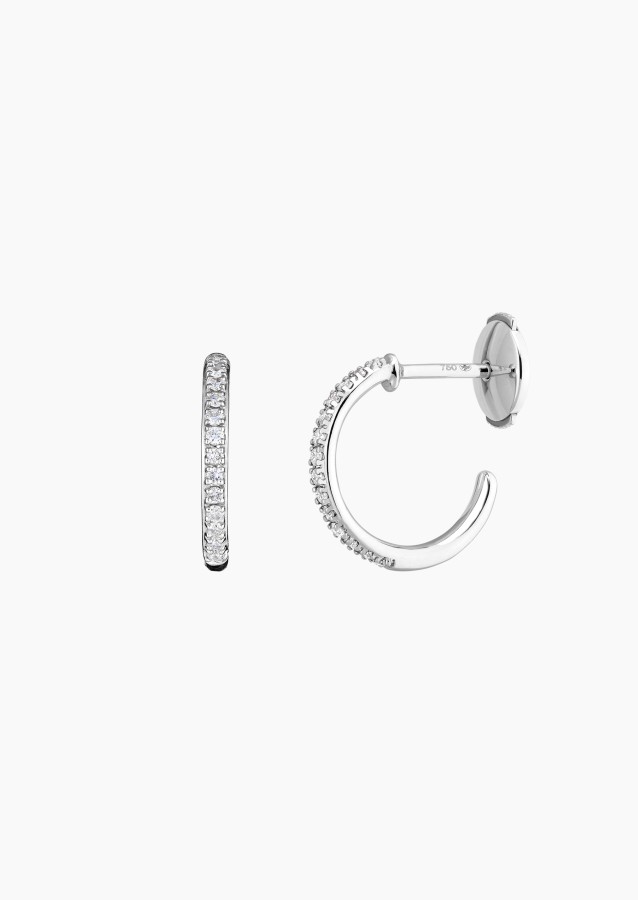 Demoiselle open hoop earrings in white gold and diamonds – Maison Lepage, French jeweler and designer since 1922.