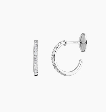 Créoles ouvertes Demoiselle en or blanc et diamants - Maison Lepage joaillier créateur français 1922