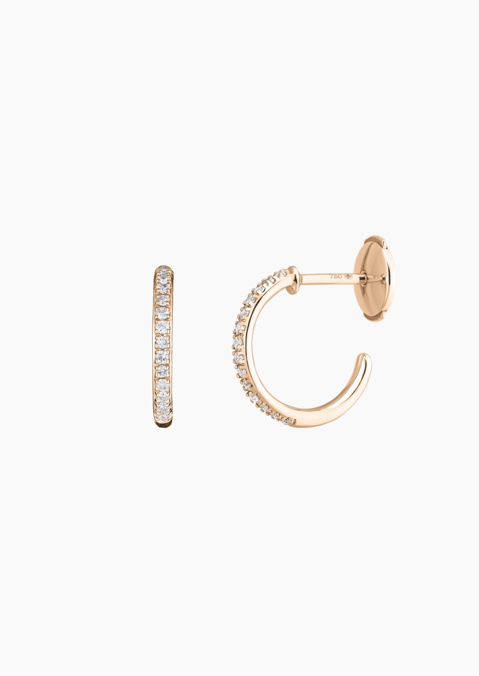 Demoiselle open hoop earrings in rose gold and diamonds – Maison Lepage, French jeweler and designer since 1922.
