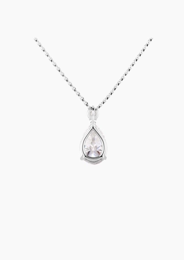 Collier Jacques en or blanc 750, diamant poire et diamant brillant - Maison Lepage joaillier créateur français 1922
